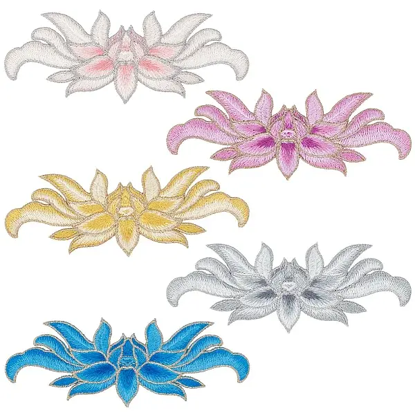 5Pcs 5 Colors Polyester Computerized Embroidery Cloth Sew on Patches