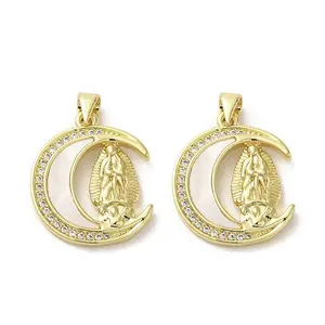 Brass Micro Pave Clear Cubic Zirconia Pendants