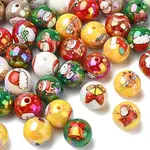 50Pcs Christmas Theme Printed Opaque Acrylic Beads