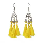 Polyester Tassel with Glass Beaded Chandelier Earrings