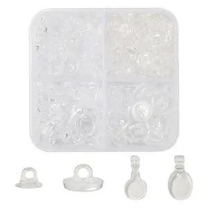 230Pcs 4 Styles Transparent ABS Plastic Pendant Blanks