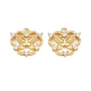 Brass Micro Pave Clear Cubic Zirconia Pendants