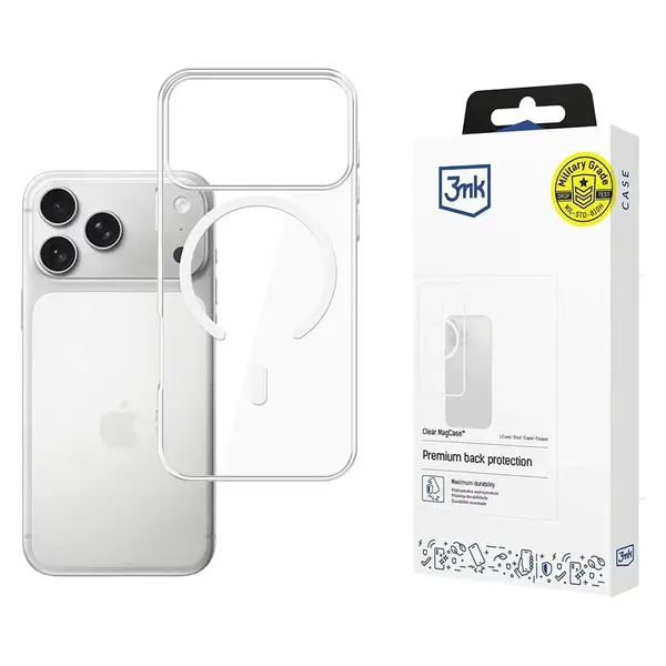 3mk Clear MagCase obal, iPhone 17 Pro / iPhone 18 Pro, průhledný