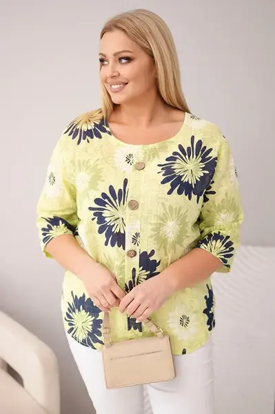 Plus size bavlnená blúzka s krátkymi rukávmi