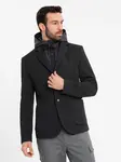 Ombre Men's jacket with high collar and hood - black