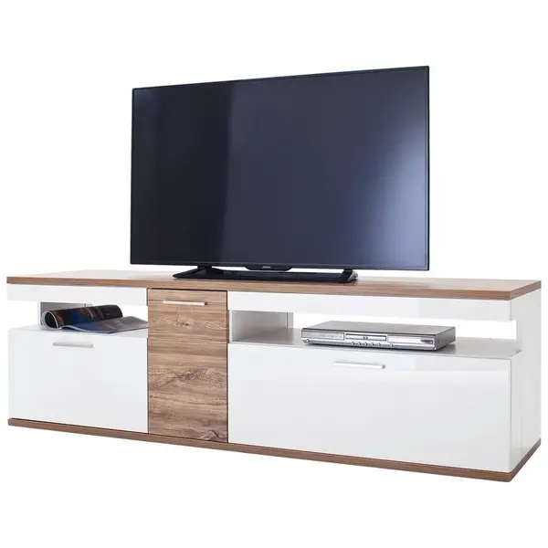 Livetastic KOMODA POD TELEVIZI, barvy dubu, bílá, 180/55/50 cm