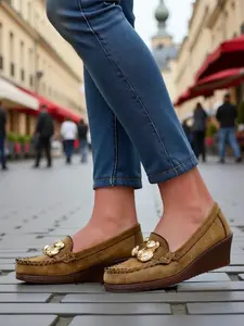 Resti Women's moccasins on a low wedge Mollan