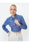 Koton Crop Shirt Long Sleeve Classic Collar Cotton