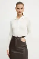 Bavlněné tričko s dlouhým rukávem Pinko béžová barva, 104225 A24T