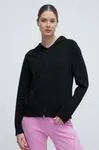 Mikina EA7 Emporio Armani dámská, černá barva, s kapucí, hladká