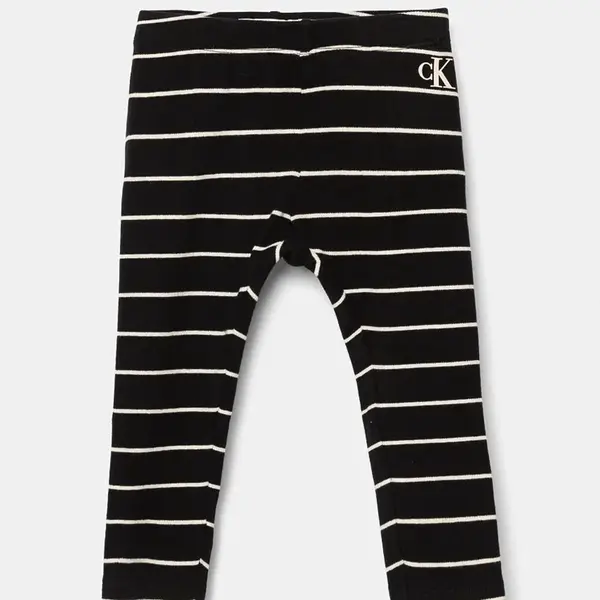 Kojenecké legíny Calvin Klein Jeans černá barva, vzorované, IN0IN00221