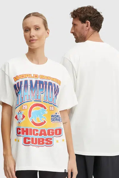 Bavlněné tričko 47 brand MLB Chicago Cubs béžová barva, s potiskem, BU005TMYIHQ632915SS