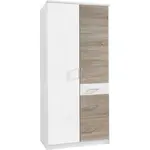 Carryhome ŠATNÍ SKŘÍŇ S OTOČNÝMI DVEŘMI, bílá, barvy dubu, 90/199/58 cm