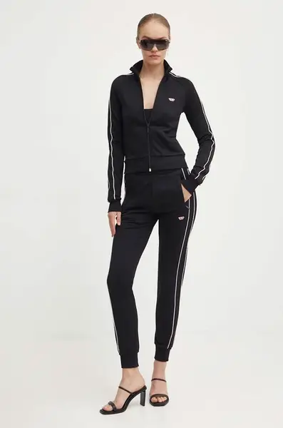 Mikina Diesel F-JAMILA-PIPING-D dámská, černá barva, hladká, A15039.0DLAA