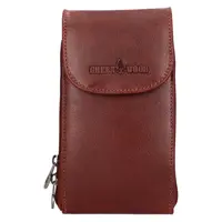 Kožená kabelka na mobil a doklady Greenwood Phone - koňak
