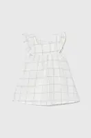 Dětské plátěné šaty United Colors of Benetton bílá barva, mini