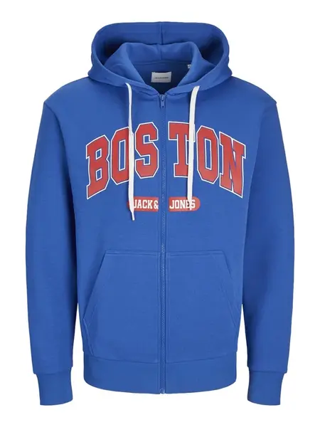 JACK & JONES Tepláková bunda 'Bradley'  modrá / červená / biela
