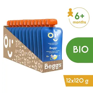 BEGGS Smoothie s ovocem, jogurtem a ovesnými vločkami BIO 12 kusů