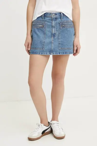 Džínová sukně Abercrombie & Fitch modrá barva, mini, KI143-4346