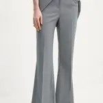 Kalhoty s příměsí vlny Remain šedá barva, zvony, high waist, 5023923046