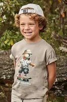 Dětské bavlněné tričko Mayoral zelená barva, s potiskem, 3041