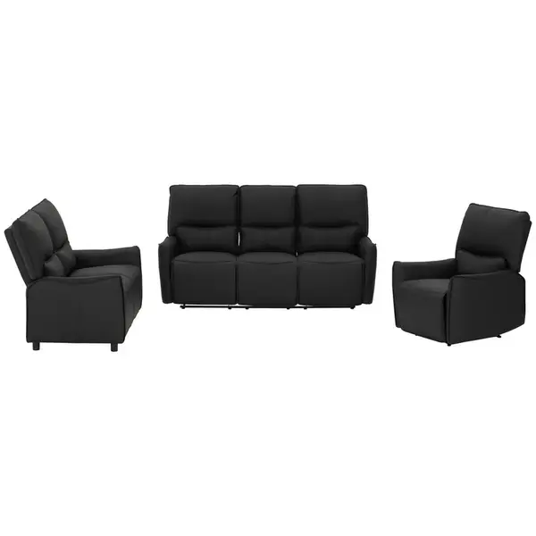 MID.YOU SEDACÍ SOUPRAVA 3+2+1, kůže, černá