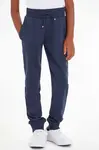 Dětské kalhoty Tommy Hilfiger tmavomodrá barva, s aplikací, KS0KS00214