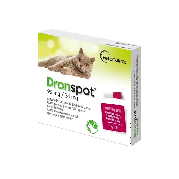 Dronspot 96 mg/24 mg pro velké kočky spot-on 2x1,12 ml