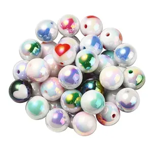 UV Plating Rainbow Iridescent Acrylic Beads
