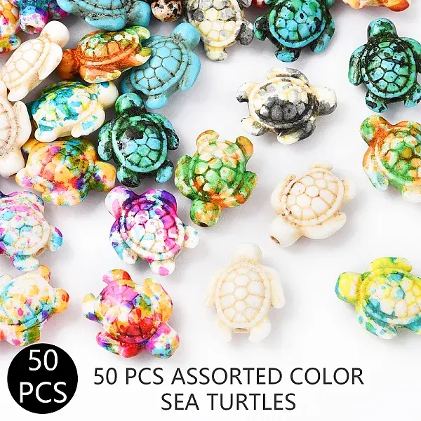 50Pcs Spray Painted Synthetic Turquoise Beads