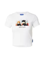 HUGO Tričko 'Dalia'  svetlomodrá / oranžová / čierna / biela