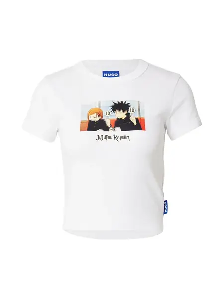 HUGO Tričko 'Dalia'  svetlomodrá / oranžová / čierna / biela