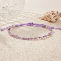 Glass & Brass Beads Braided Bead Bracelets