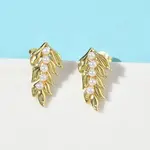 Leaf Brass Stud Earrings