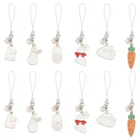 12Pcs 6 Style Alloy Enamel Mobile Straps