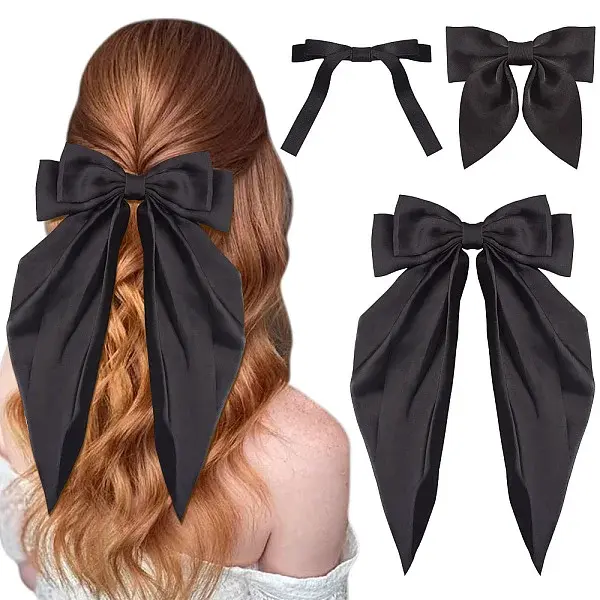 3Pcs 3 Styles Cloth Big Bowknot Hair Barrettes