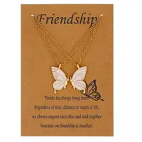 Alloy Enamel Butterfly Pendant Friendship Necklaces for Women