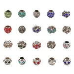30Pcs 18 Style Alloy Rhinestone European Beads