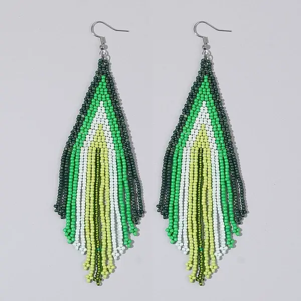 Handmade Glass Seed Beads Tassel Dangle Earrings