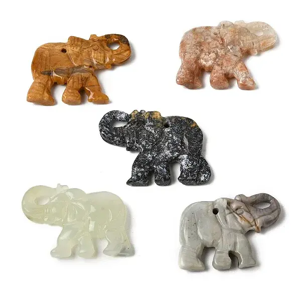 Natural Mixed Gemstone Carved Pendants