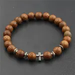 Wood & Alloy Beaded Stretch Bracelet