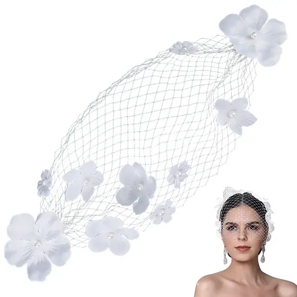 1Pc Flower Gauze Mesh Bridal Veils