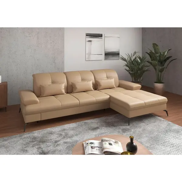 Sit & More ROHOVÁ SEDAČKA, textil, kůže, cappuccino