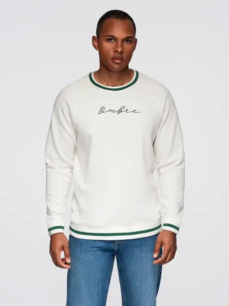 Ombre Men's sweatshirt with raglan sleeves and contrasting details - white