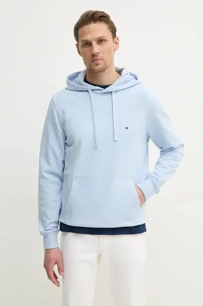 Bavlněná mikina Tommy Hilfiger pánská, černá barva, s kapucí, melanžová, MW0MW37235