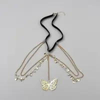 Alloy Rhinestone Flat Round Link Bell Waist Body Chains for Dress