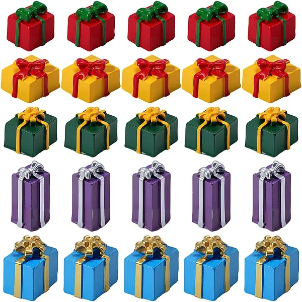 30Pcs 5 Styles Christmas Opaque Resin Cabochons