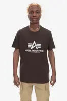 Bavlněné tričko Alpha Industries Basic hnědá barva, s potiskem, 100501.413-brown