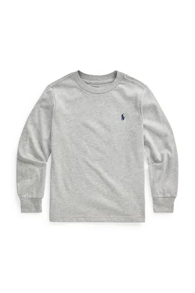 Dětské bavlněné tričko s dlouhým rukávem Polo Ralph Lauren šedá barva, 322843804005