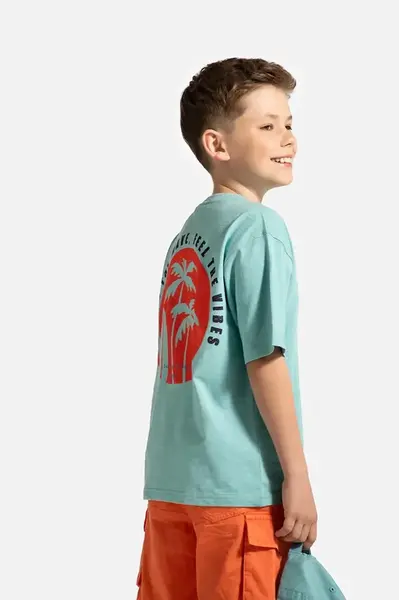 Bavlněné tričko Coccodrillo tyrkysová barva, HOLIDAY SPLASH BOY JUNIOR